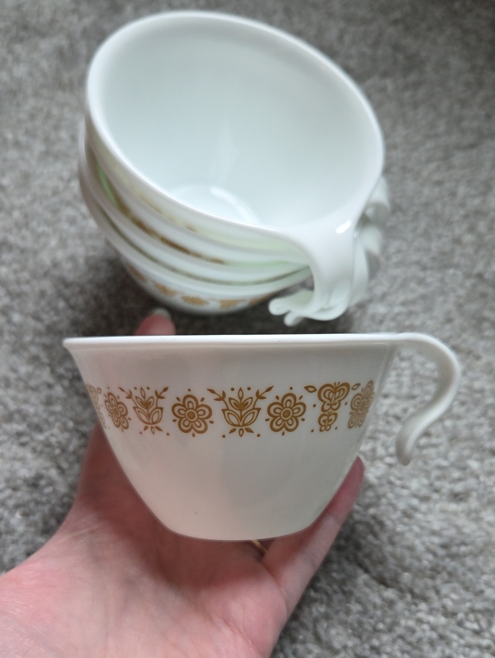 5x Gold Butterfly Corelle by Corning Cups